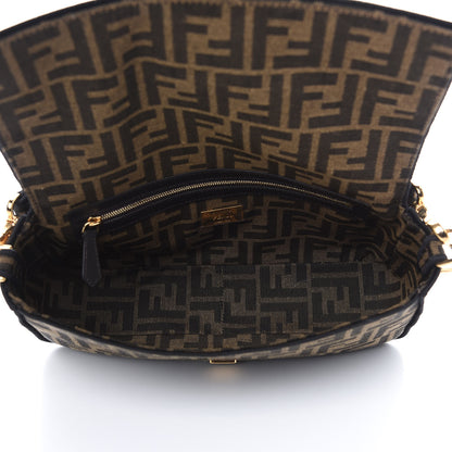 Fendi Fabric Jacquard FF 1974 Medium Baguette Tobacco Moro Black 4 of 7