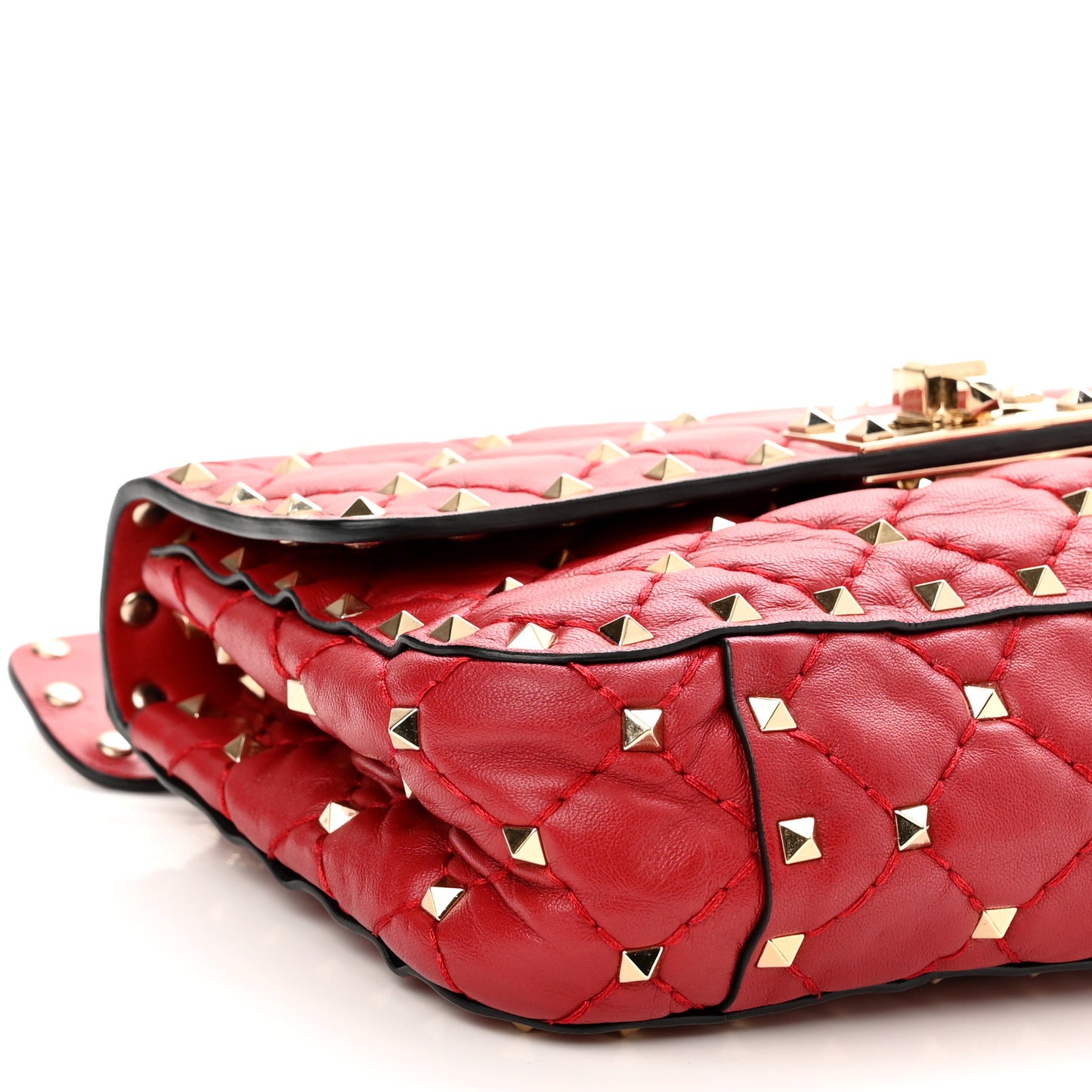 Nappa Small Rockstud Spike Shoulder Bag Rosso Valentino