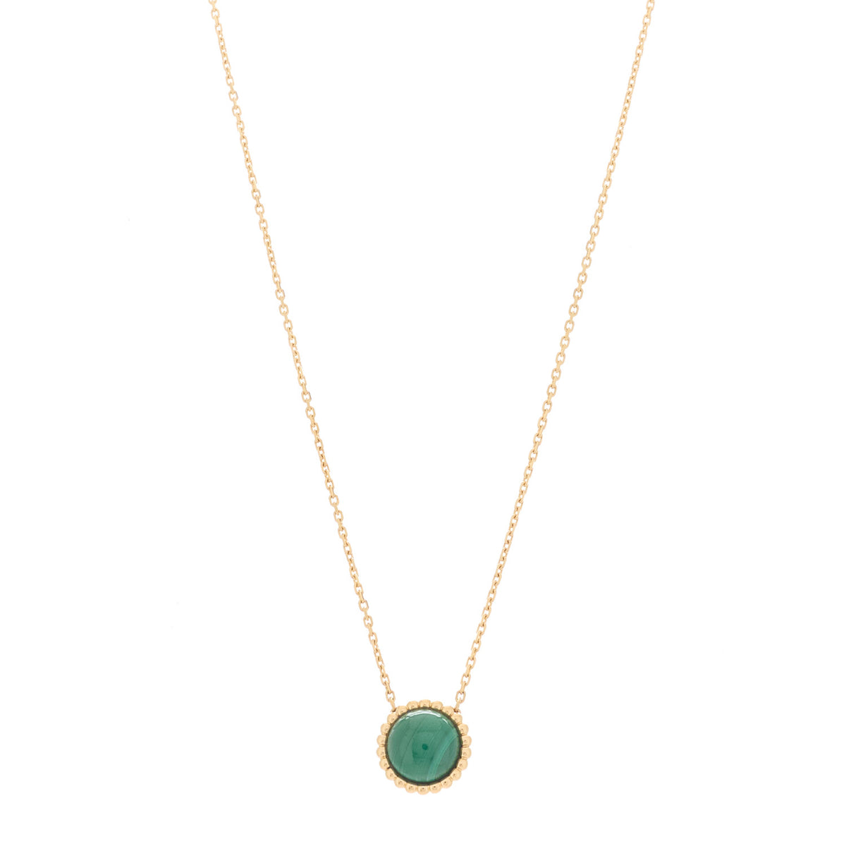 Van Cleef & Arpels 18K Yellow Gold Malachite Perlee Couleurs Pendant Necklace 1 of 5