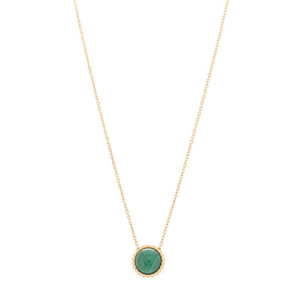 Van Cleef & Arpels 18K Yellow Gold Malachite Perlee Couleurs Pendant Necklace 1 of 5