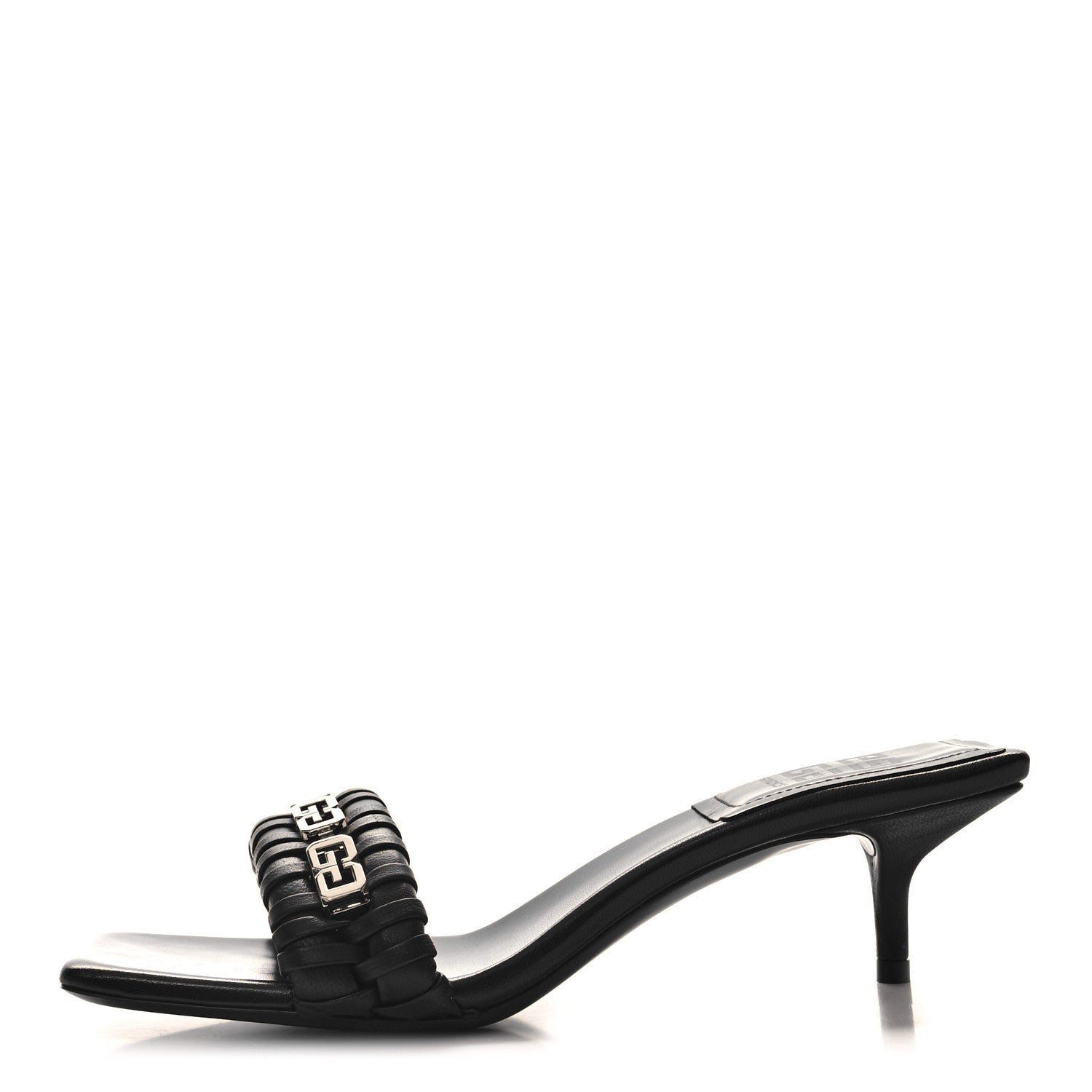 Givenchy Woven Lambskin G Chain 50mm Kitten Heel Sandals 39 Black 1 of 8