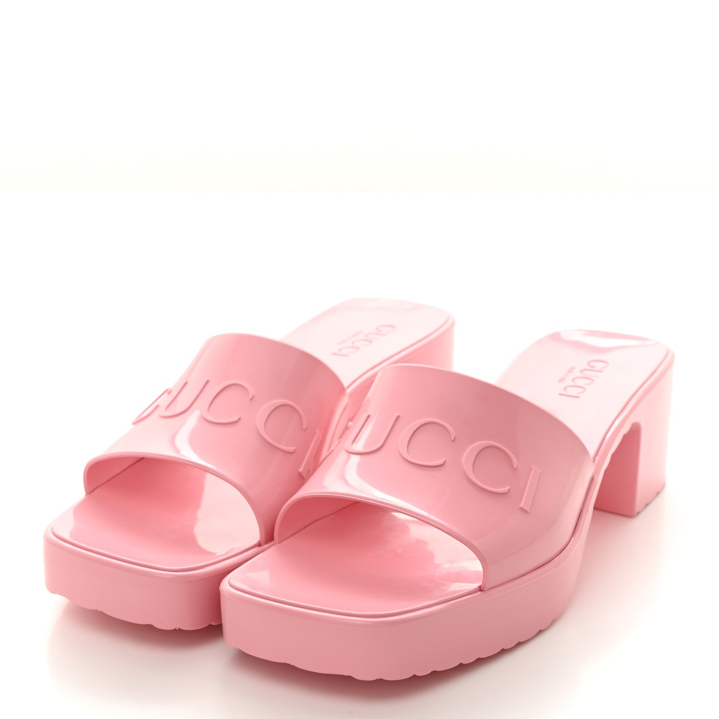 Rubber Gucci Logo Womens Platform 20/60mm Slide Sandals 39 Wild Rose