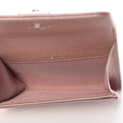 Chanel Metallic Caviar Chevron Quilted Vintage Mademoiselle Card Holder Pink 5 of 9