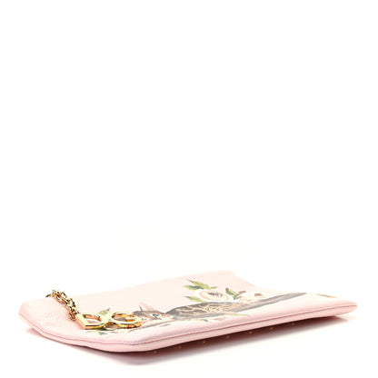 Dolce & Gabbana Calfskin Cleo Cat Print Clutch Pink Multicolor 3 of 8