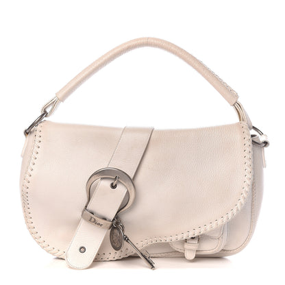 Christian Dior Calfskin Whipstitch Gaucho Double Saddle Bag White 1 of 20