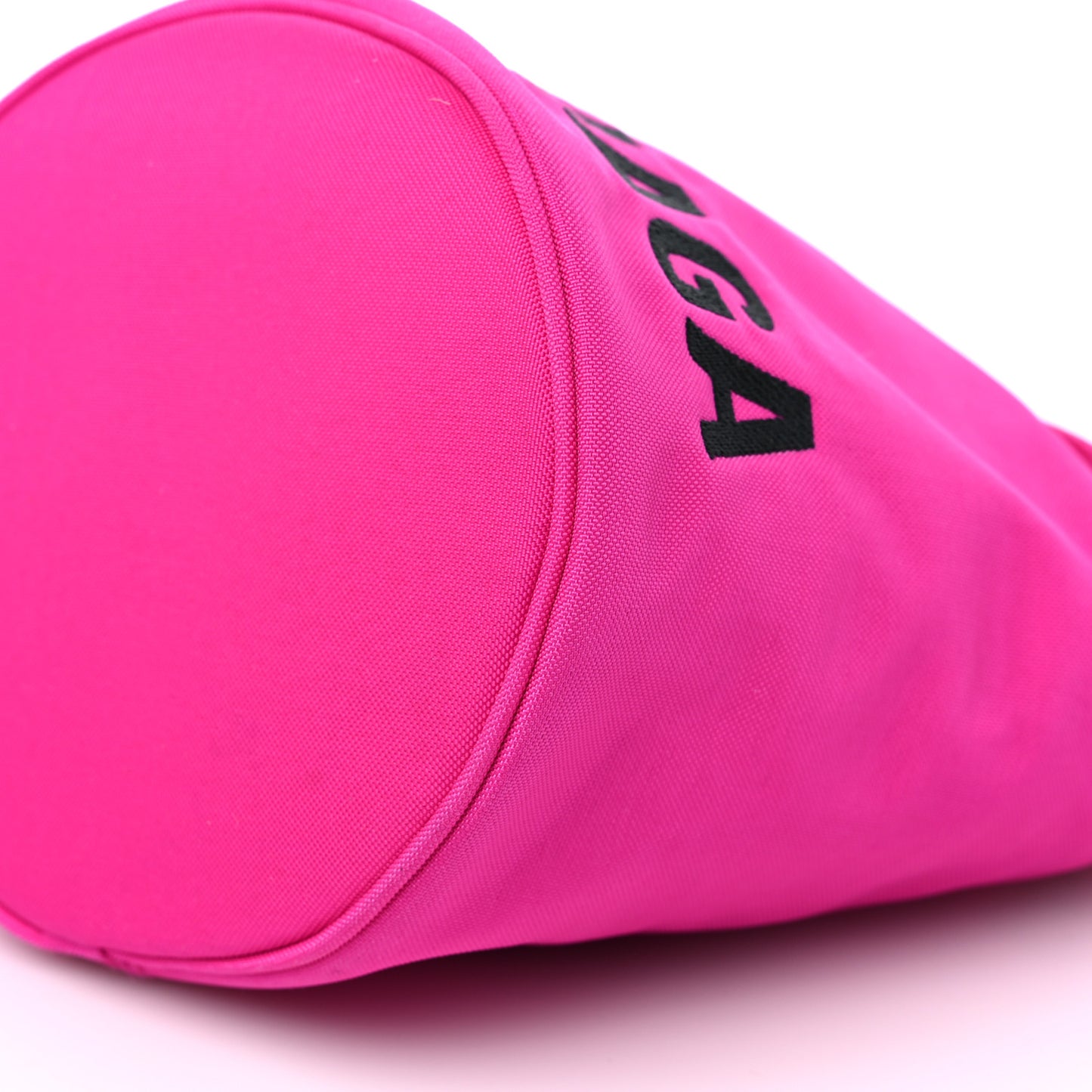Recycled Sport Nylon Logo Embroidered Wheel Drawstring Bucket Bag XS Fuchsia Black