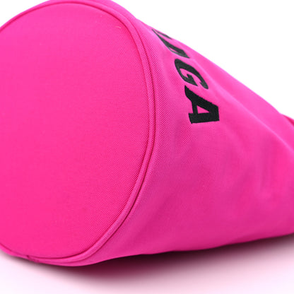 Balenciaga Recycled Sport Nylon Logo Embroidered Wheel Drawstring Bucket Bag XS Fuchsia Black 9 of 9