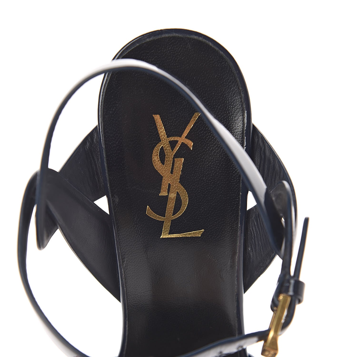Saint Laurent Patent Tribute 105 Platform Sandals 39.5 Navy 9 of 13