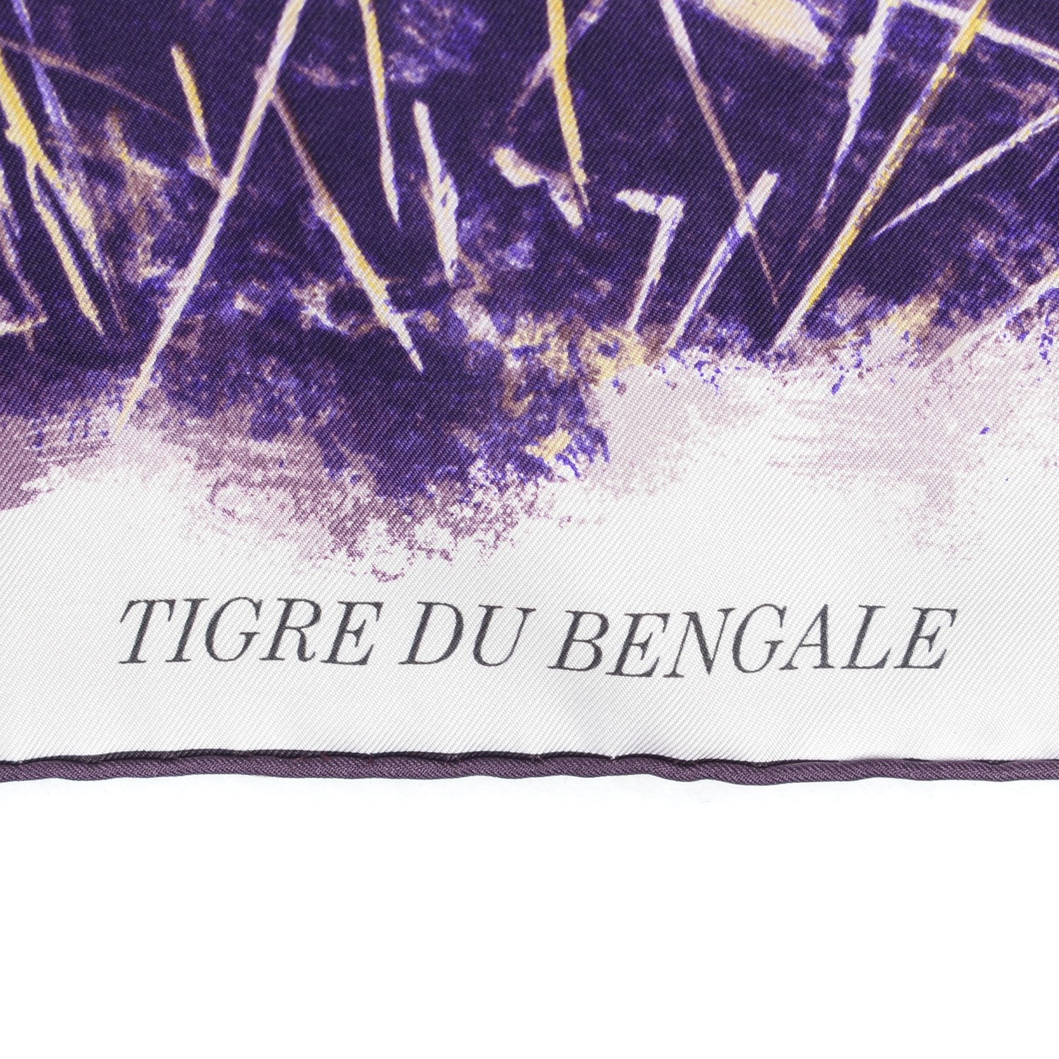 Hermes Silk Tigre du Bengale Scarf 90 Violet Gris Noir 4 of 6