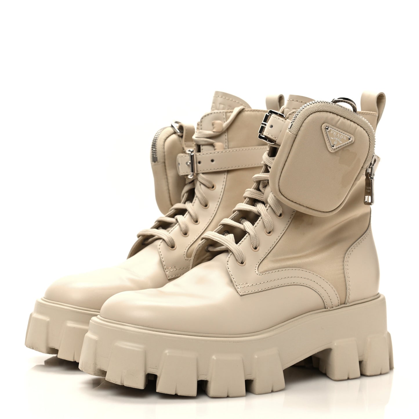 Spazzolato Rois Re-Nylon Metal Triangle Logo Monolith Pouch Pocket 55mm Boots 38.5 Deserto