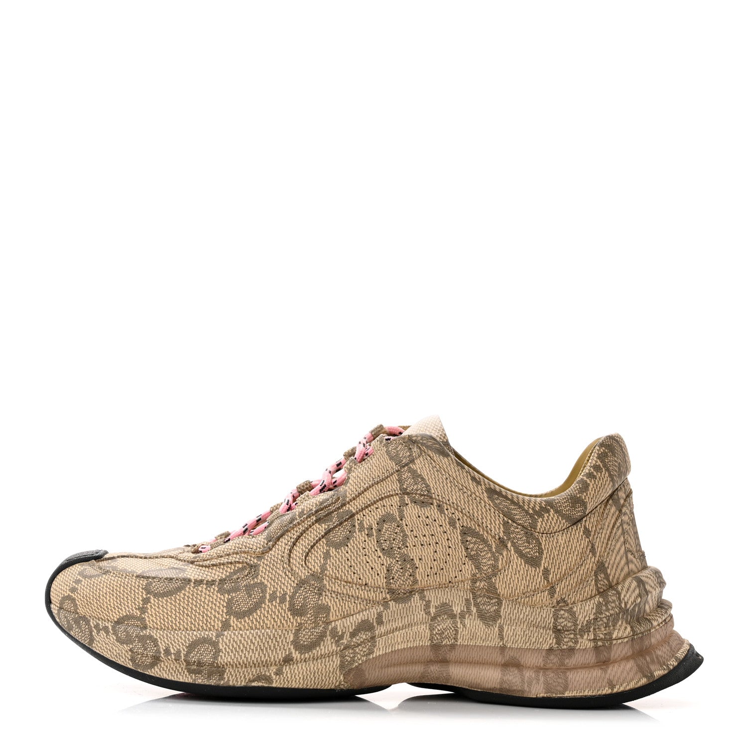 Gucci Ultralight Plume Calfskin Monogram Printed Womens Gucci Run Sneakers 37.5 Beige Ebony 1 of 8