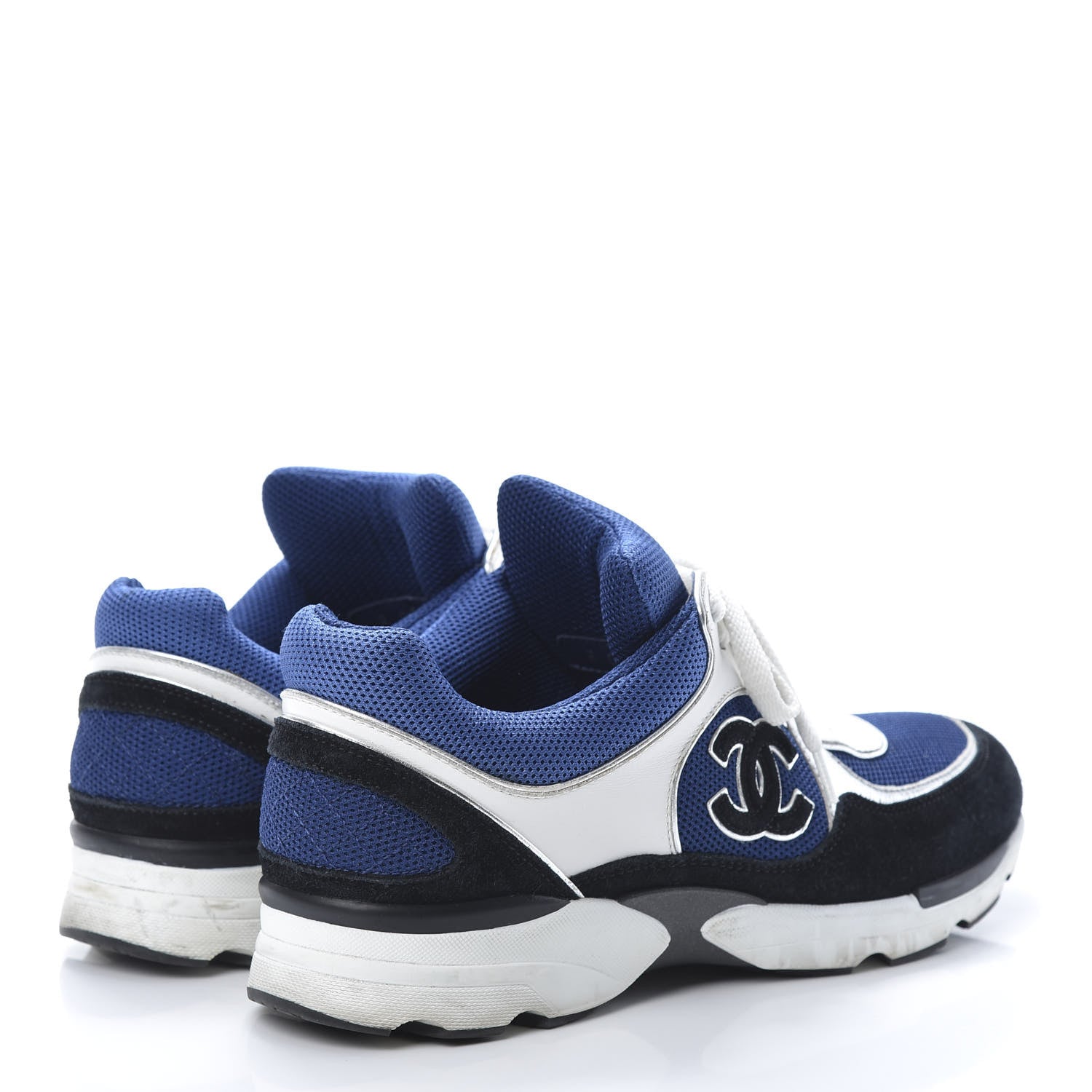 Chanel Suede Calfskin CC Sneakers 39 Blue Black 4 of 13