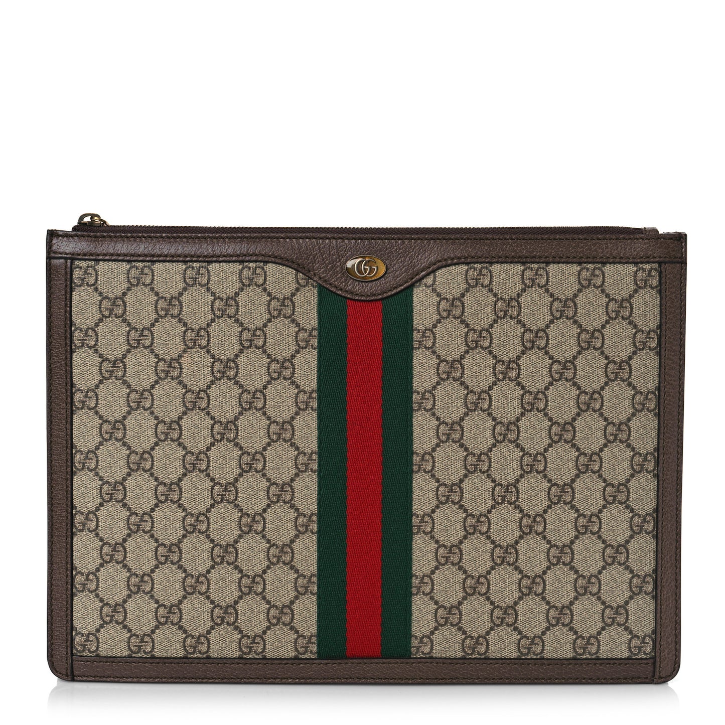 GG Supreme Monogram Web Ophidia Portfolio Pouch Beige New Acero