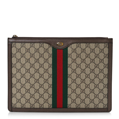 Gucci GG Supreme Monogram Web Ophidia Portfolio Pouch Beige New Acero 1 of 9