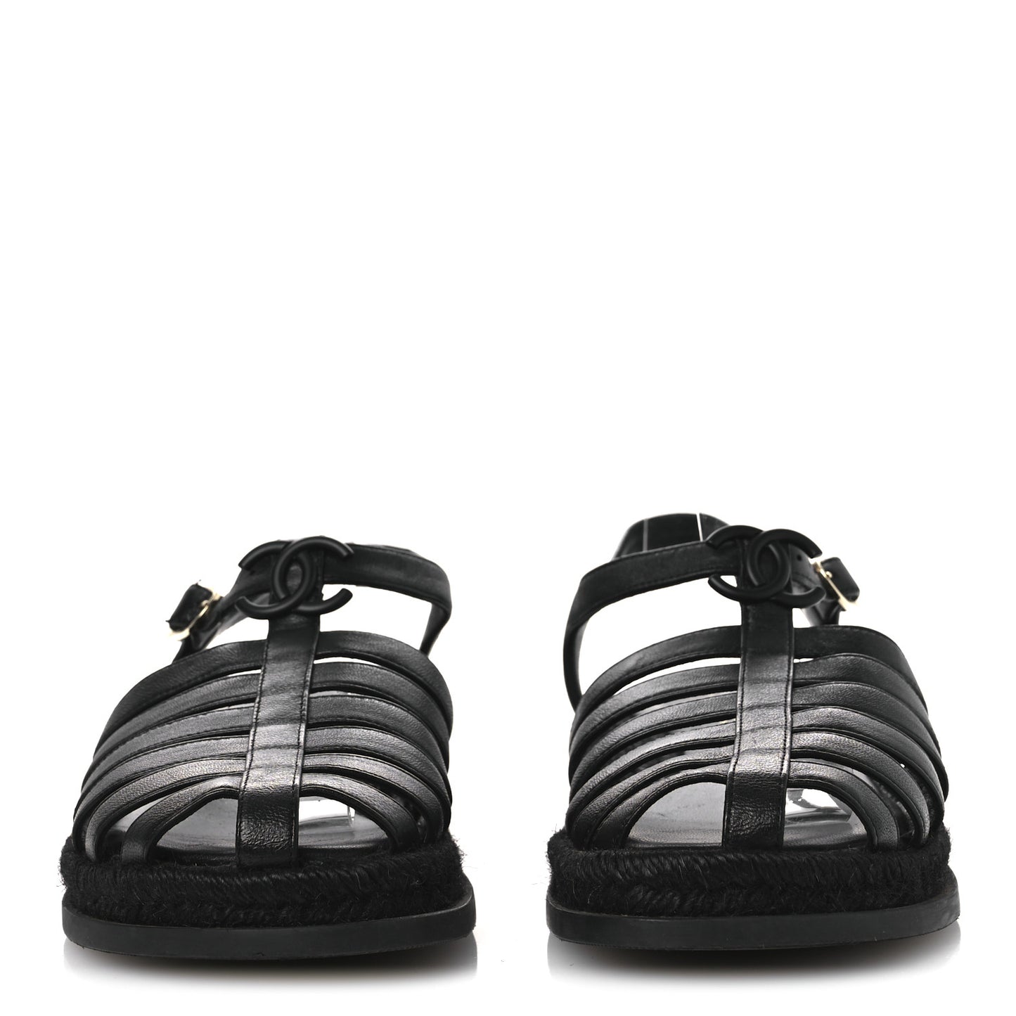 Lambskin Espadrille Sandals 38 Black