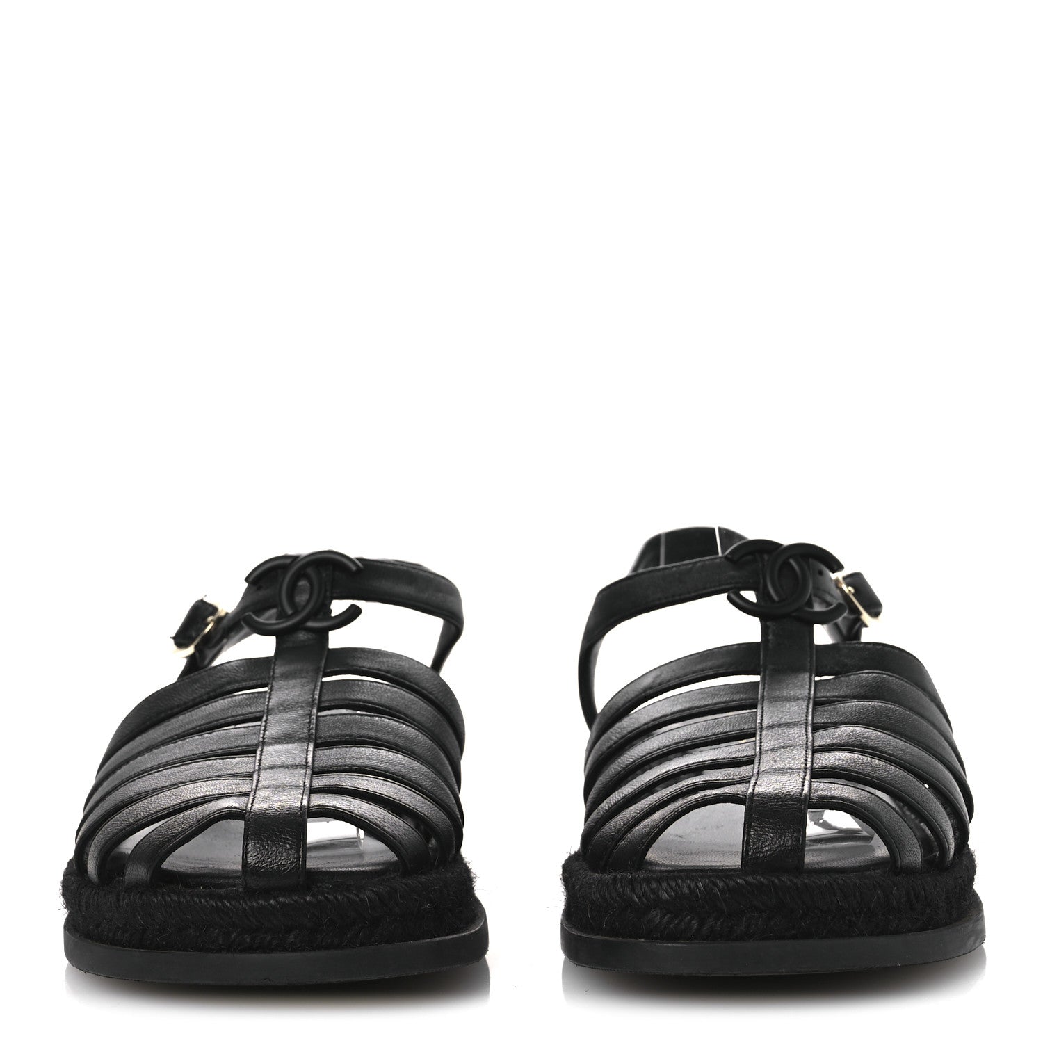 Chanel Lambskin Espadrille Sandals 38 Black 3 of 14