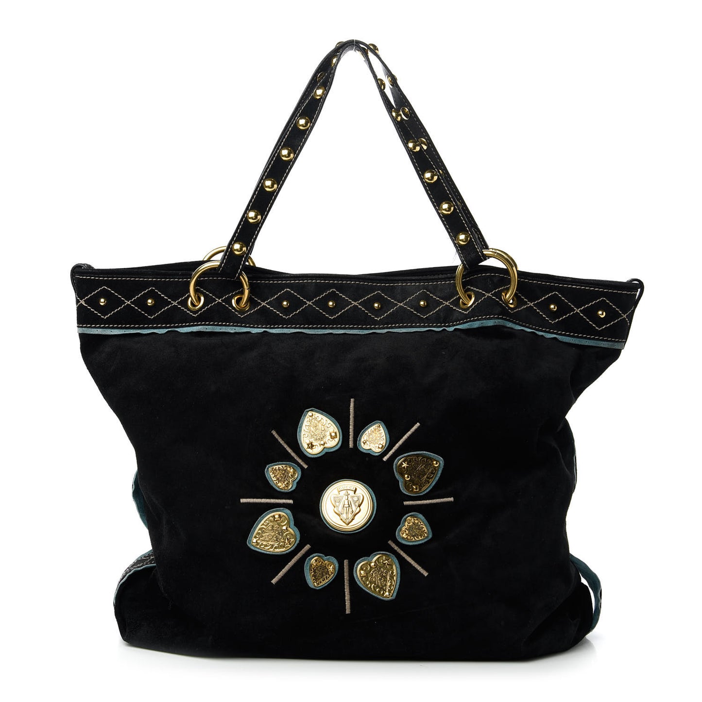 Suede Studded Medium Irina Tote Black