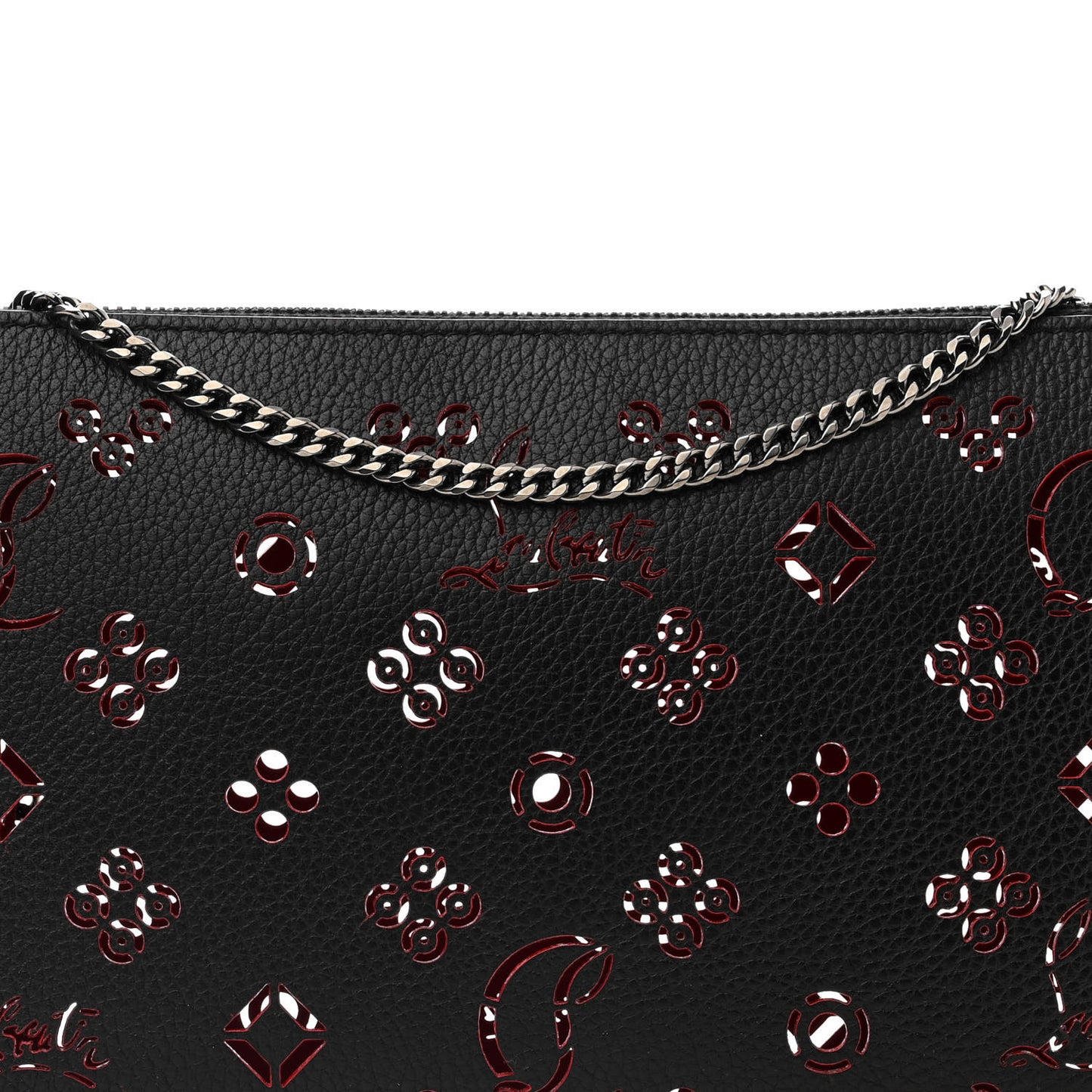 Calfskin Loubinthesky Perforated Shoulder Bag Black