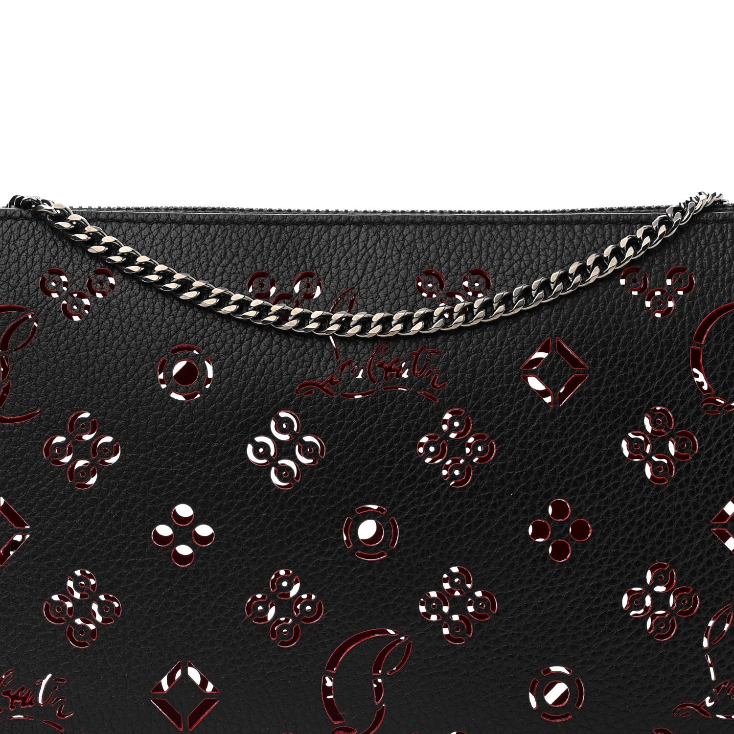 Christian Louboutin Calfskin Loubinthesky Perforated Shoulder Bag Black 6 of 8