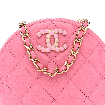 Chanel Caviar Quilted Gripoix CC Round Clutch With Chain Pink 8 of 10