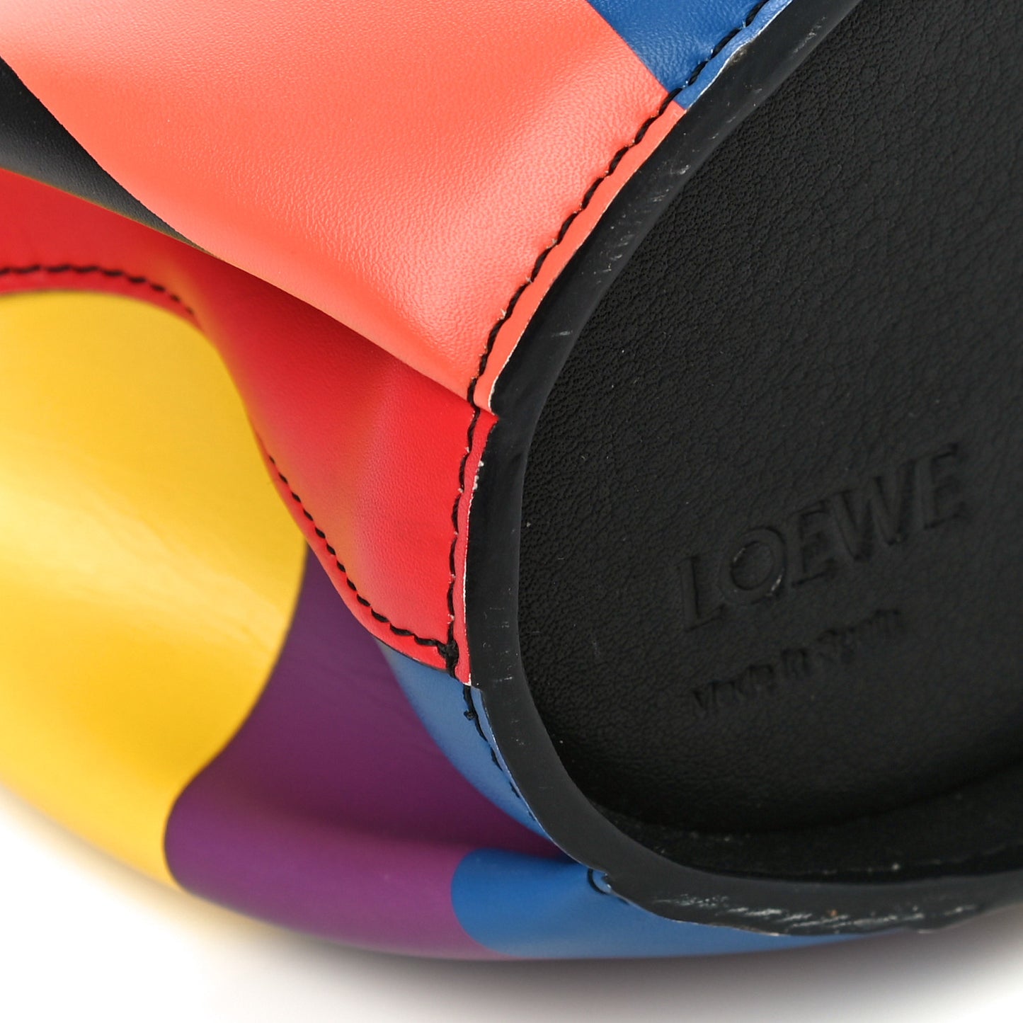 Calfskin Mini Striped Elephant Crossbody Bag Multicolor