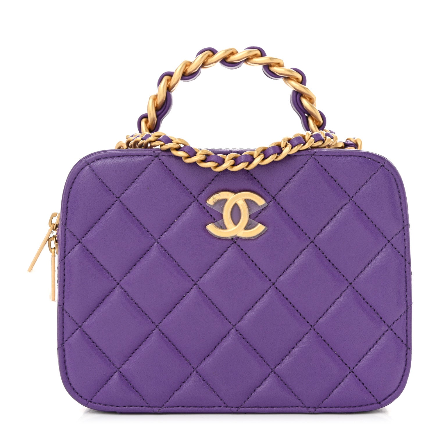 Chanel Lambskin Quilted Top Handle Small Vanity Case Purple 1 of 11
