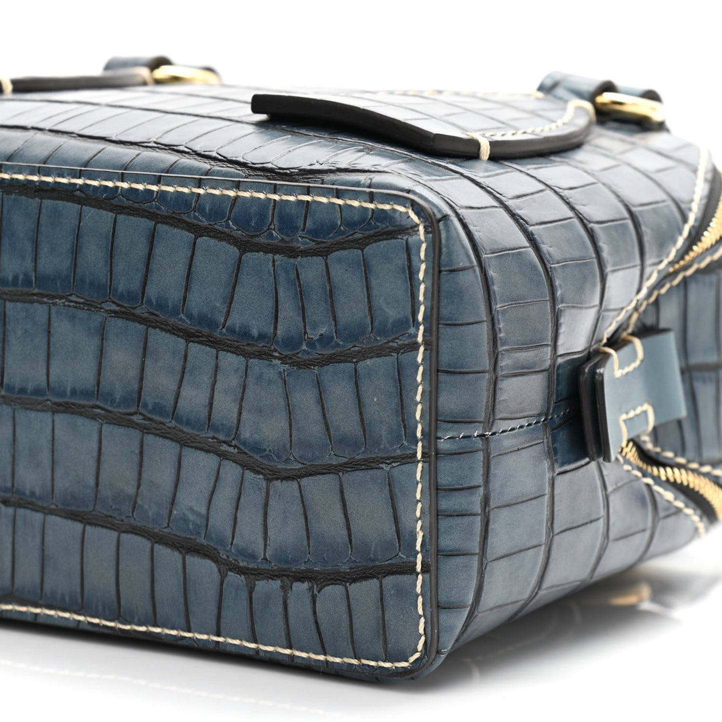 Calfskin Crocodile Embossed Small Daria Blue