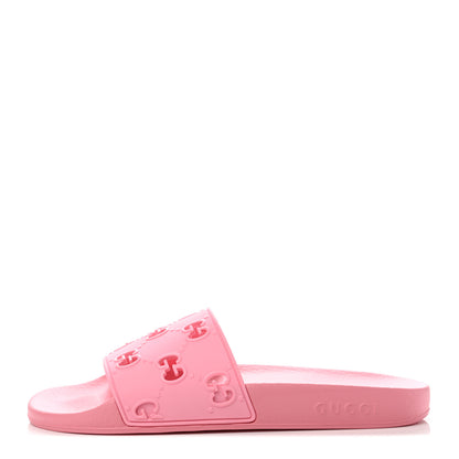 Gucci Rubber GG Monogram Perforated Womens Slide Sandals 40 Rose Box 1 of 7
