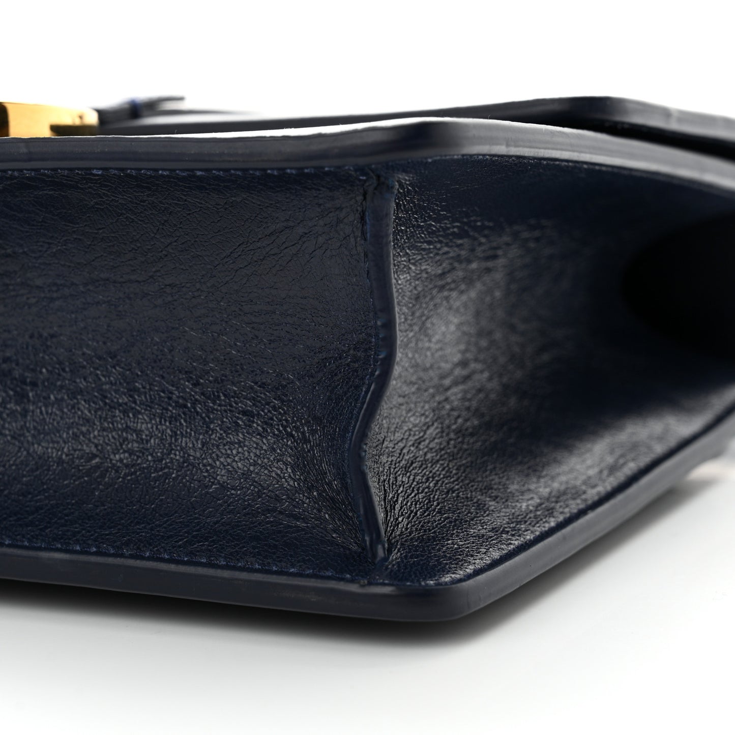 Shiny Crinkled Lambskin 30 Montaigne Flap Bag Indigo