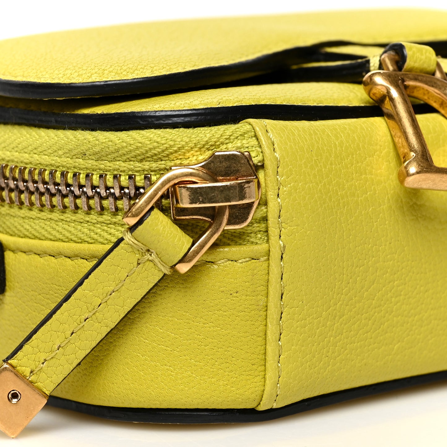 Goatskin Mini Saddle Shoulder Strap Pouch Lime