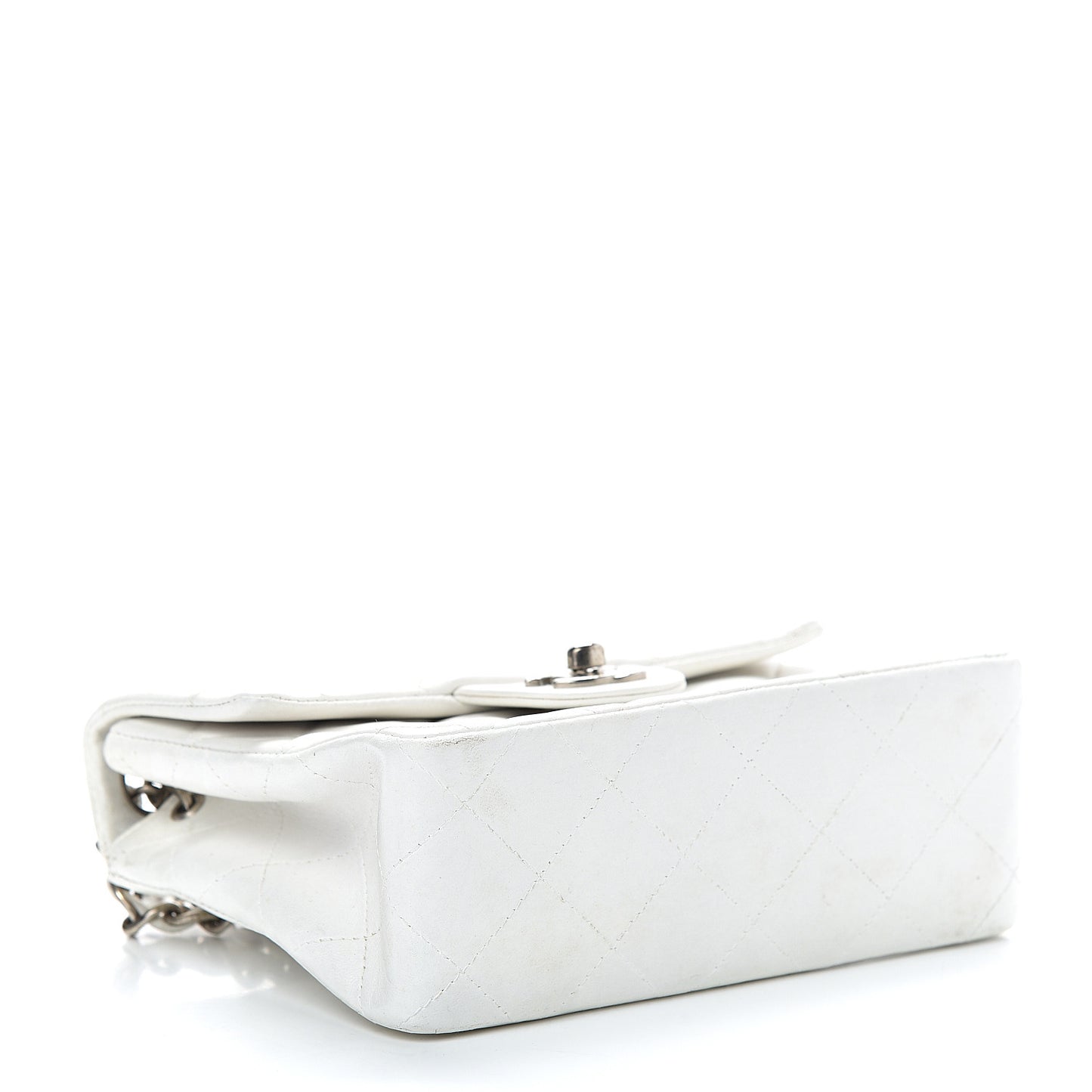 Lambskin Quilted Mini Square Flap White
