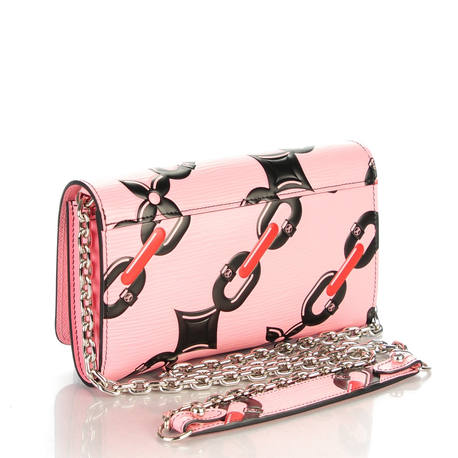 Louis Vuitton Epi Chain Flower Print Twist Chain Wallet Pink 3 of 7