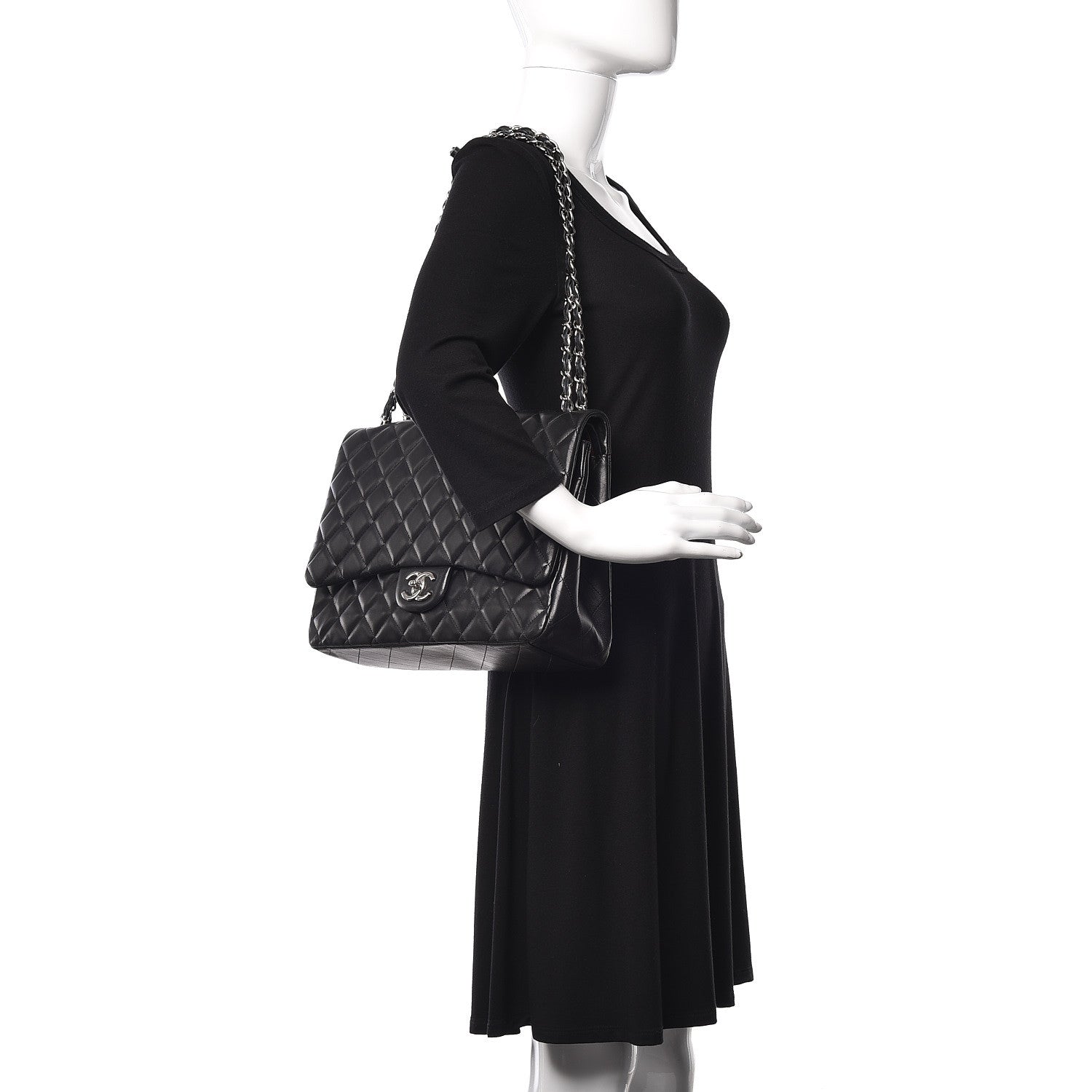 Chanel Lambskin Quilted Maxi Double Flap Black 2 of 18