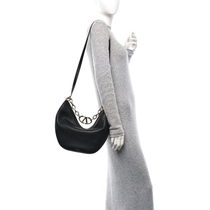 Valentino Garavani Grainy Calfskin Small Vlogo Moon Hobo Bag Black 2 of 10
