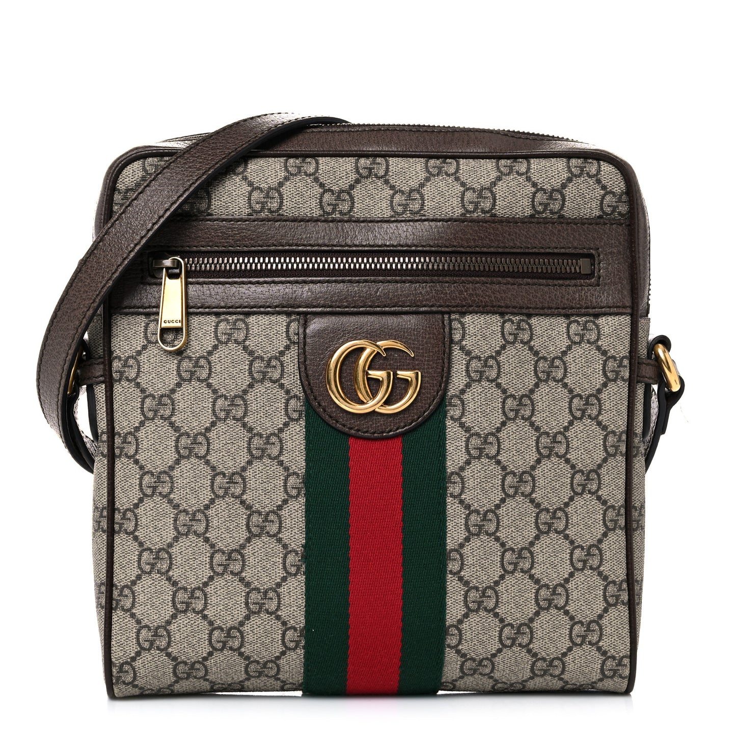 GG Supreme Monogram Web Small Ophidia Messenger Bag Brown