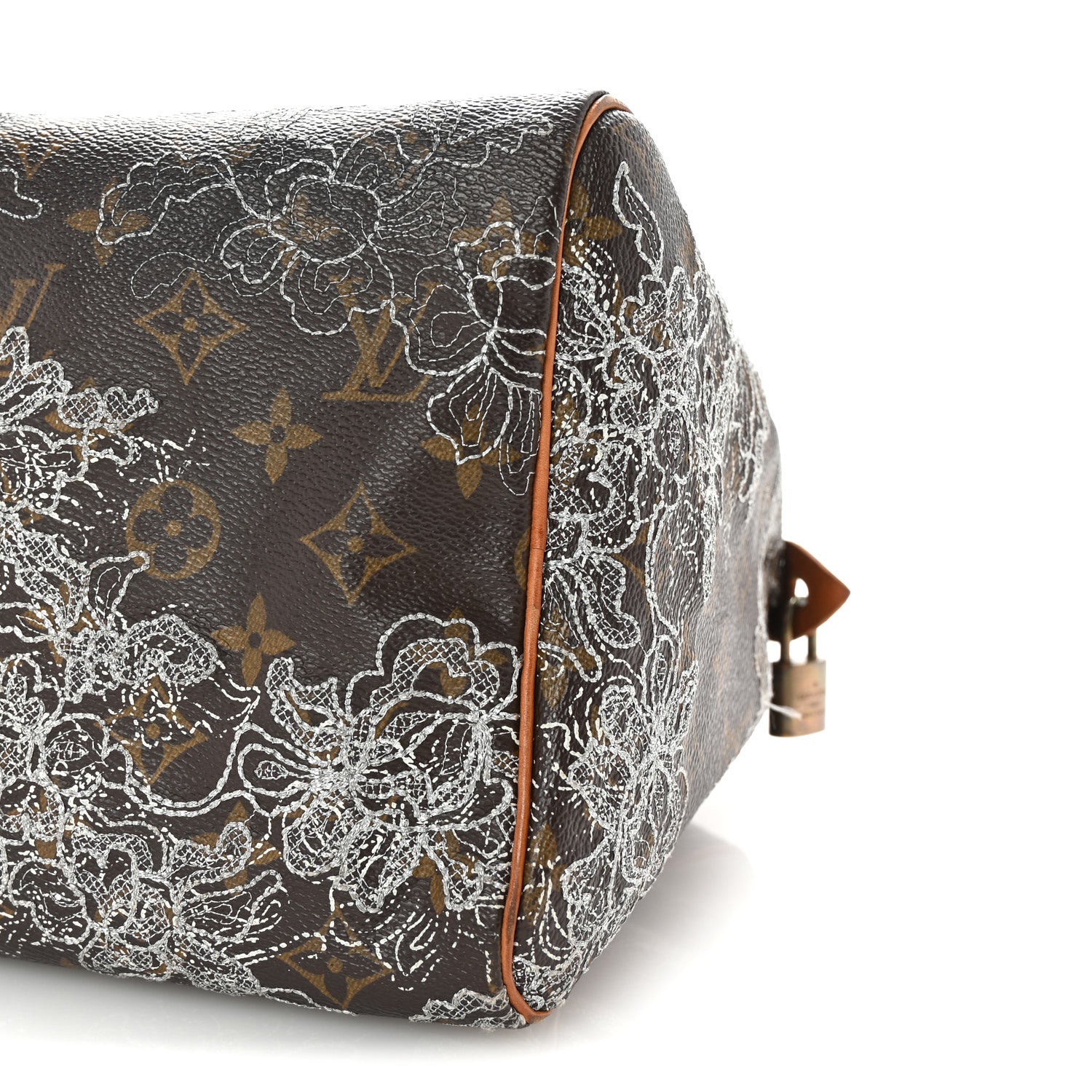 Louis Vuitton Monogram Dentelle Speedy 30 Silver 9 of 9