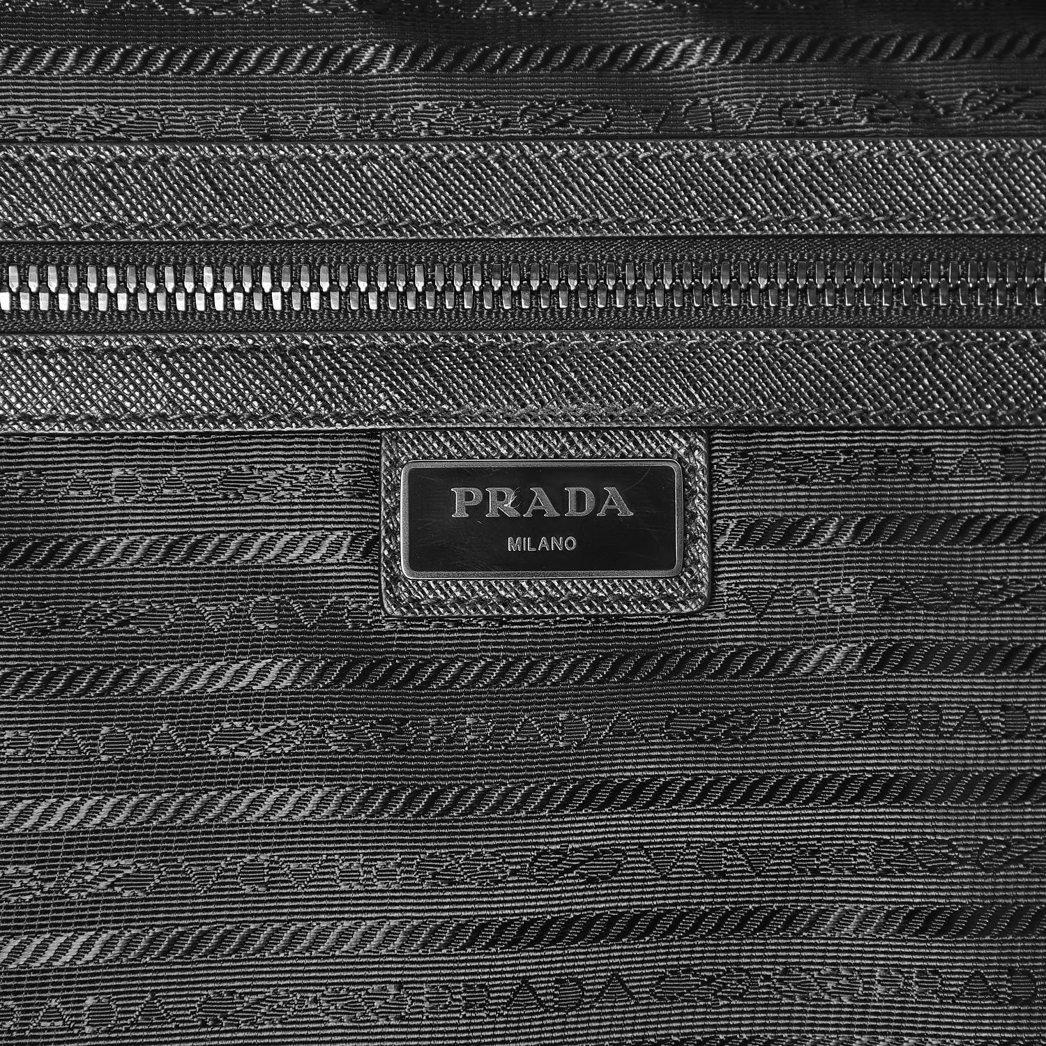 Prada Tessuto Nylon Saffiano Trolley Luggage Black 6 of 10