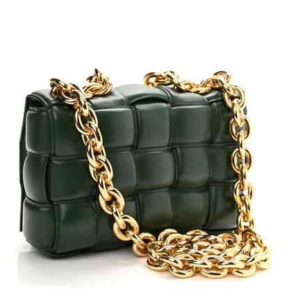 Bottega Veneta Lambskin Maxi Intreccio Padded Chain Cassette Crossbody Bag Raintree 3 of 11