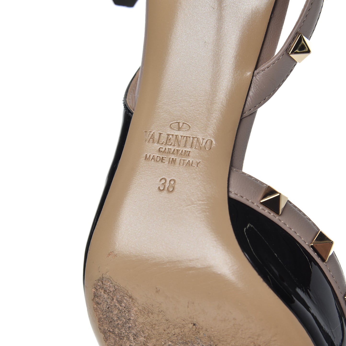 Patent Rockstud Half D'Orsay Slingback 85mm Pumps 38 Black Poudre