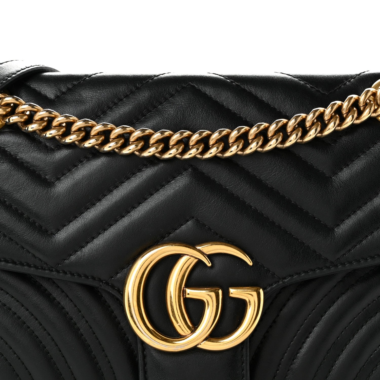 Gucci Calfskin Matelasse Small GG Marmont Shoulder Bag Black 8 of 12