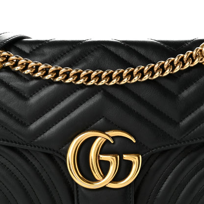 Gucci Calfskin Matelasse Small GG Marmont Shoulder Bag Black 8 of 12