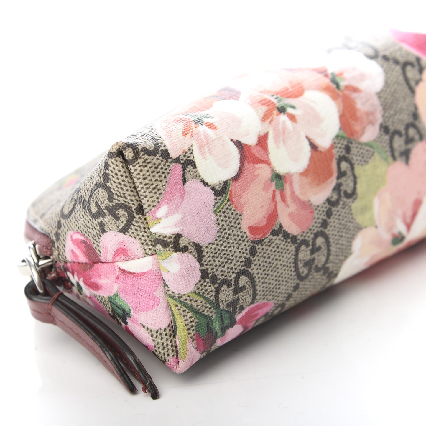 GG Supreme Monogram Blooms Small Pouch Cosmetic Case Beige Multicolor Dry Rose
