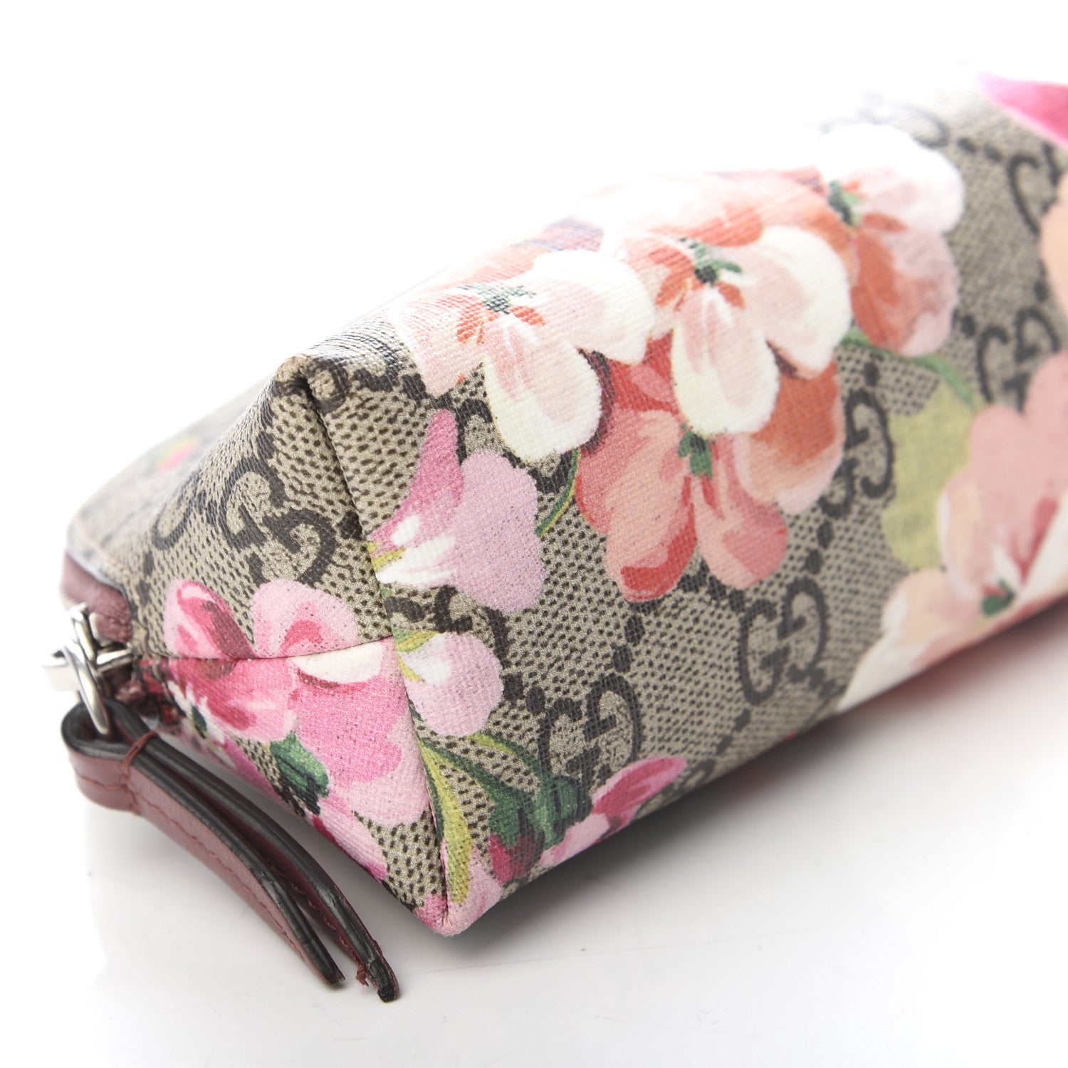 Gucci GG Supreme Monogram Blooms Small Pouch Cosmetic Case Beige Multicolor Dry Rose 5 of 9