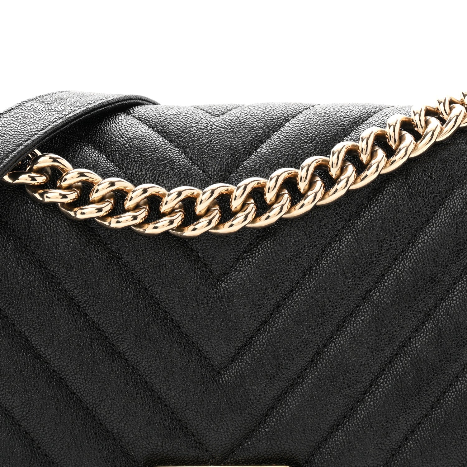 Chanel Iridescent Caviar Chevron Quilted Medium Boy Flap Black 8 of 10