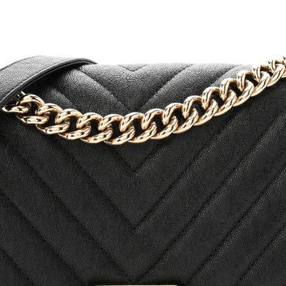 Chanel Iridescent Caviar Chevron Quilted Medium Boy Flap Black 8 of 10