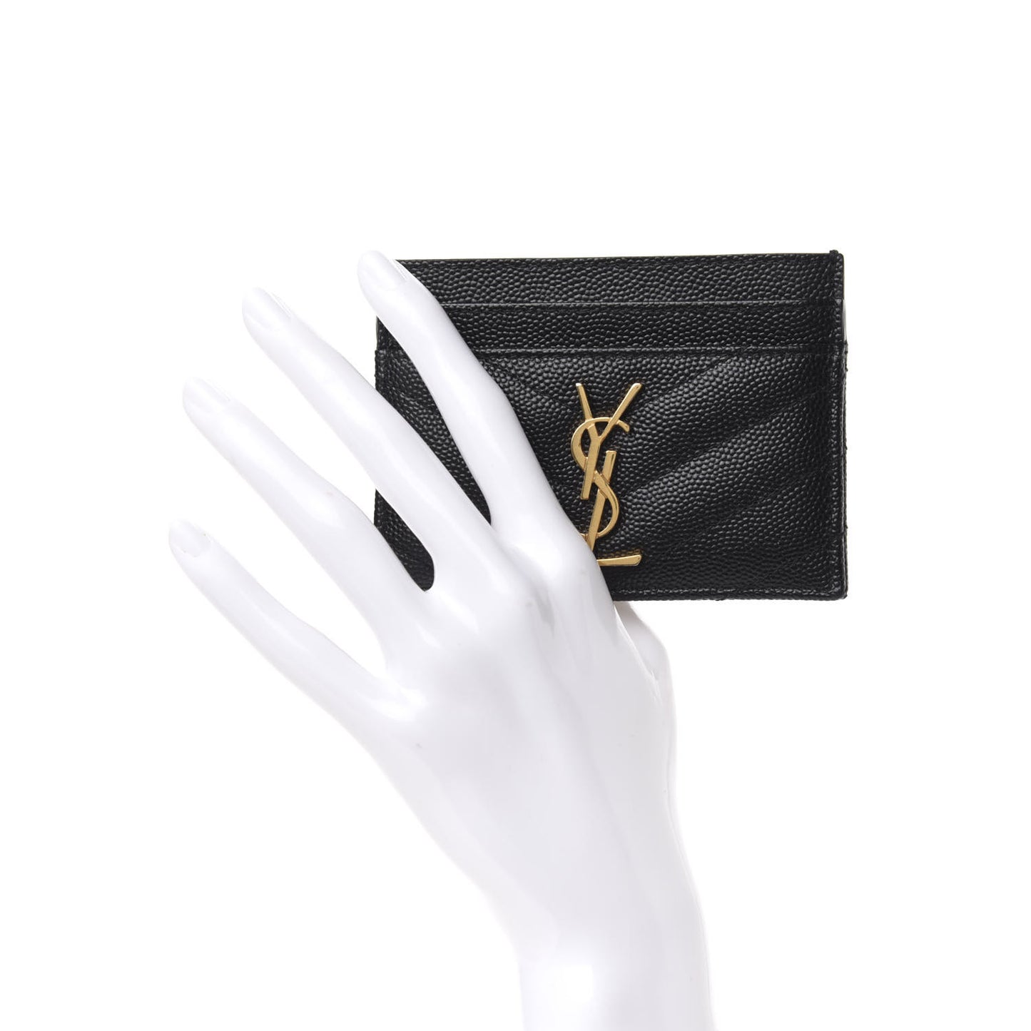 Grain De Poudre Matelasse Chevron Monogram Credit Card Case Black