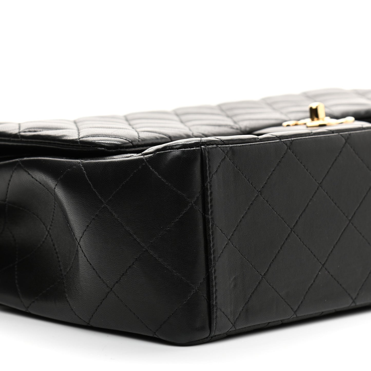 Lambskin Quilted Maxi Double Flap Black