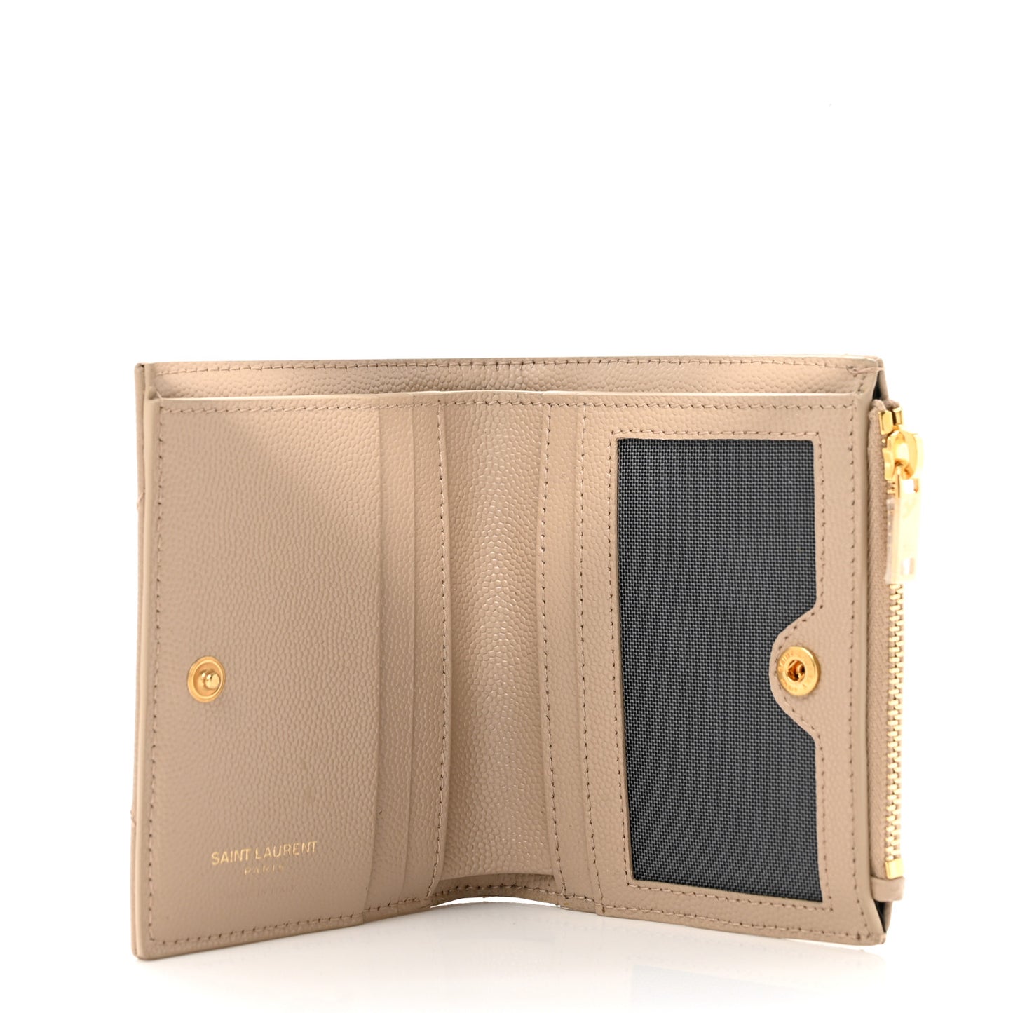 Grain De Poudre Matelasse Chevron Monogram Zipped Card Case Dark Beige