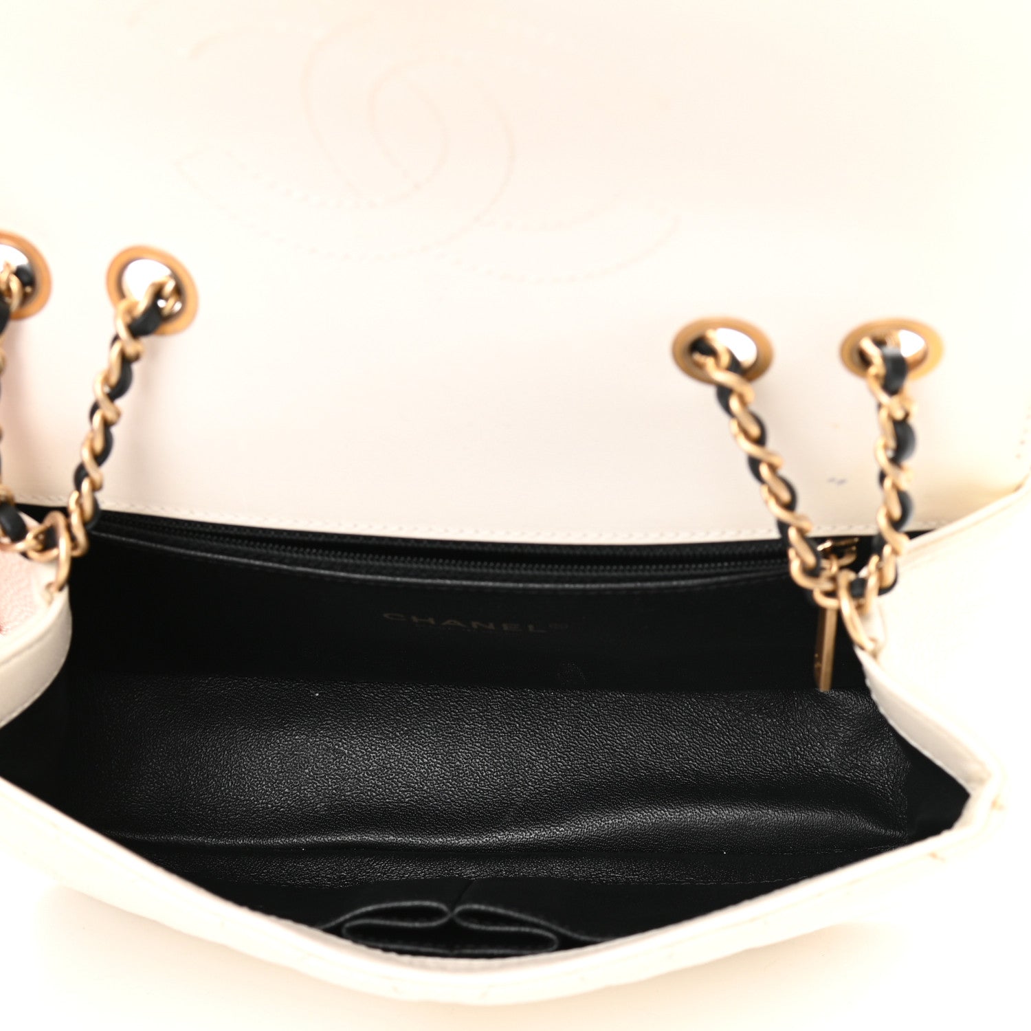 Chanel Caviar Quilted Small CC Filigree Flap White Black 4 of 12