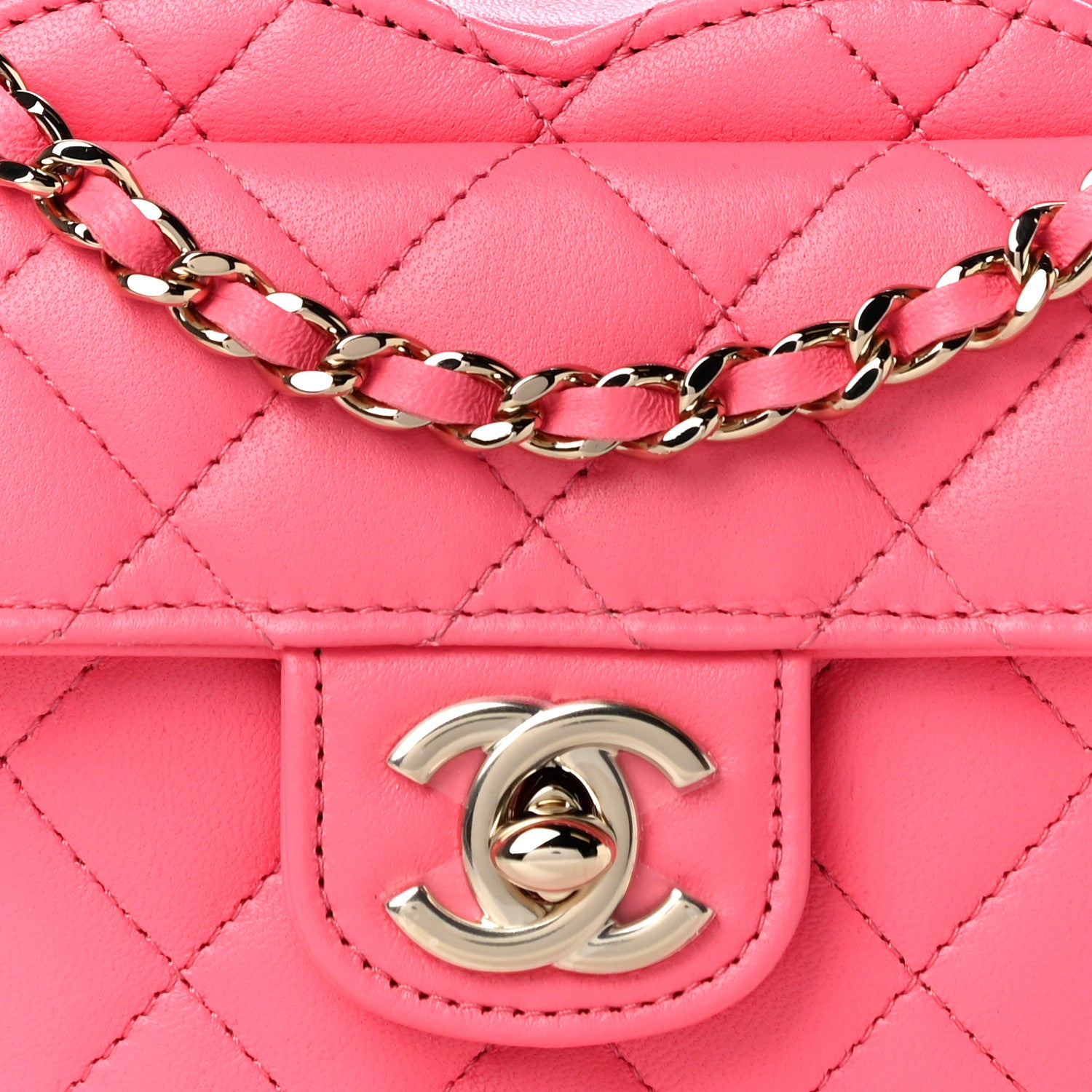 Chanel Lambskin Quilted CC In Love Heart Clutch With Chain Pink 8 of 10